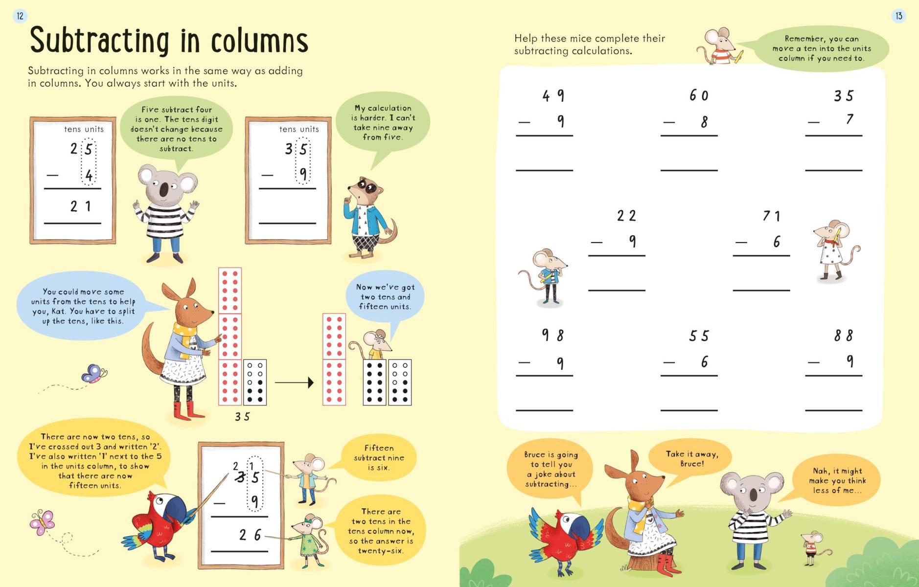 USBORNE WORKBOOKS ADDING AND SUBTRACTING 7-8_9781474994514_spread_image_1_