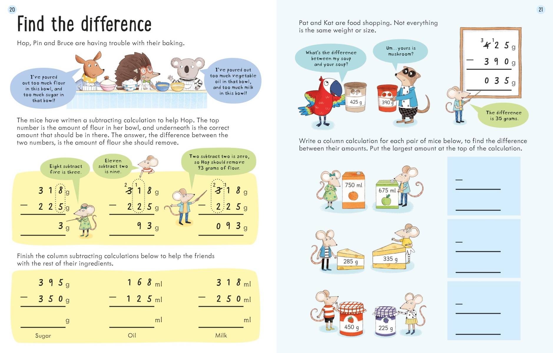 USBORNE WORKBOOKS ADDING AND SUBTRACTING 7-8_9781474994514_spread_image_2_